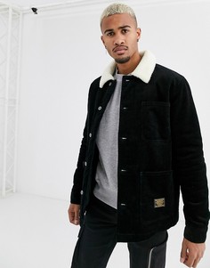 Черная куртка с подкладкой из искусственного меха Topman-Черный