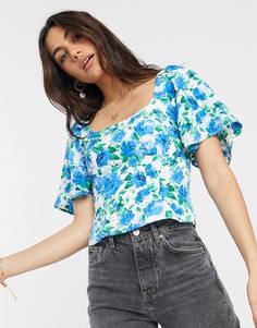 Топ с цветочным принтом Fashion Union-Синий