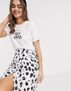 Монохромная юбка миди с запахом и леопардовым принтом ASOS DESIGN-Мульти