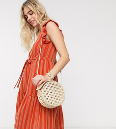 Платье миди рыжего цвета с ярусной юбкой Mamalicious Maternity-Коричневый Mama.Licious