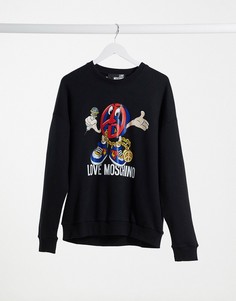 Свитшот с принтом и круглым вырезом Love Moschino-Черный