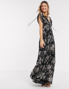Плиссированное платье макси без рукавов с цветочным принтом ASOS DESIGN-Мульти