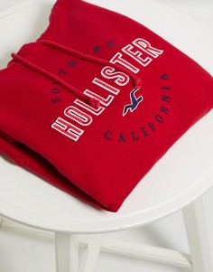 Красный худи с логотипом Hollister