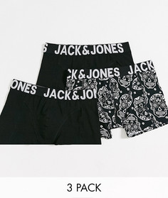 Набор из 3 черных боксеров-брифов (с принтом черепов/др.) Jack & Jones-Черный
