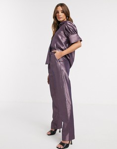 Рубашка цвета металлик от комплекта Closet London-Фиолетовый