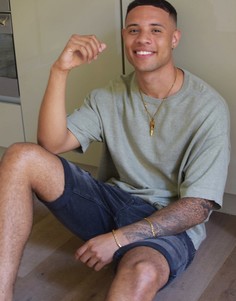 Длинная серая футболка с разрезами по бокам ASOS DESIGN-Серый