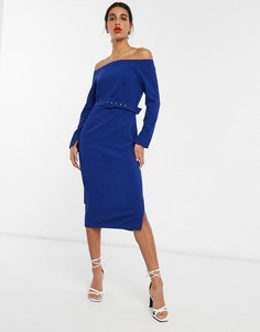 Платье-футляр с открытыми плечами Closet London-Синий