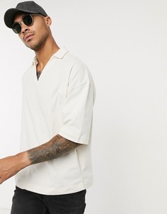 Oversized-поло бежевого цвета ASOS DESIGN-Бежевый