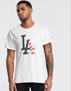 Белая футболка с логотипом в полоску и звездочку New Era LA Dodgers-Белый