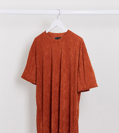 Светло-коричневая свободная футболка в рубчик ASOS DESIGN Plus-Светло-коричневый