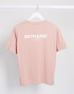 Свободная футболка с логотипом Sixth June-Розовый