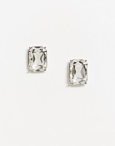 Серебристые серьги-гвоздики с большим прямоугольным кристаллом ASOS DESIGN-Серебряный
