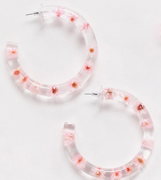 Серьги-кольца с розовыми цветами Reclaimed Vintage-Мульти