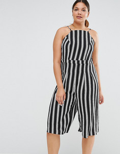 Полосатый комбинезон с американской проймой и кюлотами New Look Curve-Черный
