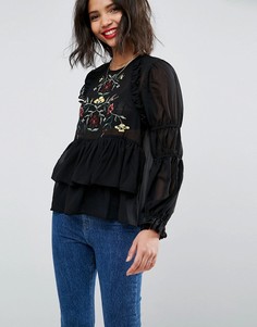 Блузка с вышивкой ASOS-Черный