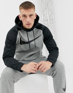 Худи серого цвета с логотипом-галочкой Nike Training Therma 931991-063-Серый