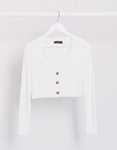 Белый короткий кардиган Bershka
