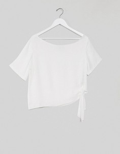 Футболка цвета слоновой кости с завязкой ASOS DESIGN-Белый