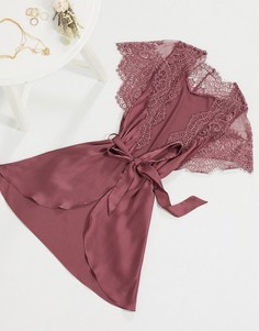 Розовое атласное кимоно с кружевом Hunkemoller-Розовый