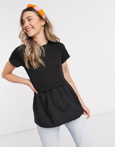 Черная трикотажная ярусная футболка New Look-Черный