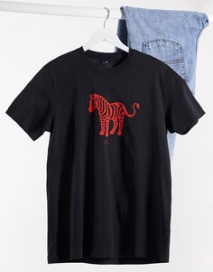 Узкая черная футболка с зеброй PS Paul Smith-Черный
