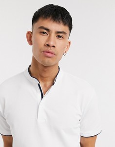 Белая футболка-поло с контрастной отделкой и воротником на пуговице Jack & Jones Premium-Белый