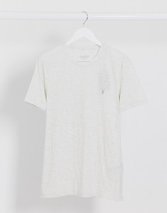 Белая футболка в полоску с однотонным логотипом AllSaints-Белый