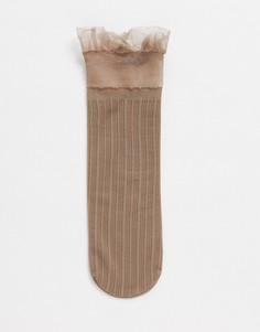 Бежевые носки с оборкой ASOS DESIGN-Бежевый