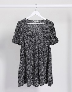 Свободное платье мини с монохромным принтом Stradivarius-Черный