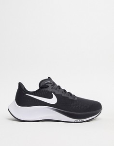 Черные кроссовки с белыми вставками Nike Running Air Zoom Pegasus 37-Черный