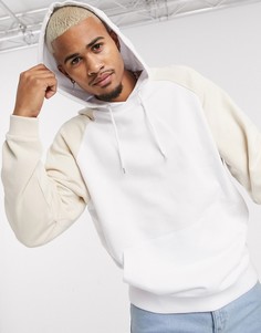 Белый oversized-худи с бежевыми рукавами реглан ASOS DESIGN