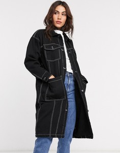Длинное джинсовое пальто Monki-Черный