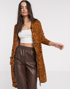 Фактурный длинный кардиган с леопардовым принтом Vero Moda-Мульти