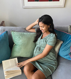 Зеленое платье мини с запахом Mamalicious Maternity-Зеленый Mama.Licious
