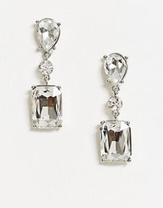 Серебристые серьги с подвесками из кристаллов ASOS DESIGN-Серебряный