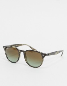 Круглые солнцезащитные очки в черепаховой и серой оправе Ray-ban ORB4259-Коричневый