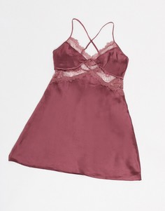 Розовая атласная комбинация с кружевом Hunkemoller-Розовый