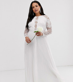 Свадебное платье с кружевом и плиссировкой ASOS EDITION Curve-Белый