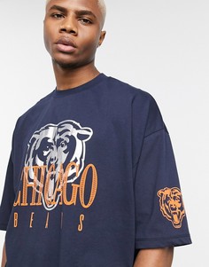 Свободная футболка с принтом "Chicago Bears" ASOS DESIGN NFL-Темно-синий