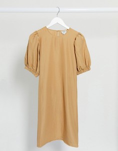 Платье миди с пышными рукавами Vero Moda-Светло-коричневый