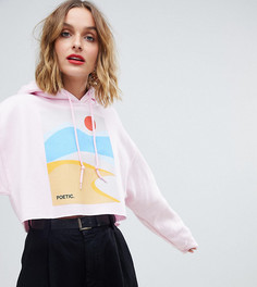 Укороченный худи с принтом Reclaimed Vintage inspired-Синий
