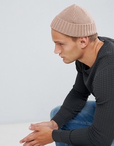 Светло-бежевая шапка-бини в рубчик ASOS DESIGN-Светло-бежевый
