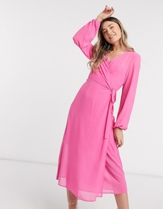 Розовое платье миди с запахом Vero Moda-Розовый