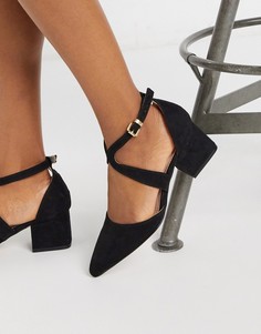 Черные туфли на среднем блочном каблуке с острым носком Miss KG-Черный