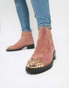 Розовые замшевые ботинки с металлической фурнитурой Sofie Schnoor-Розовый