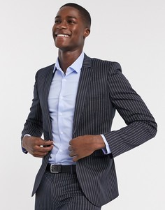 Супероблегающий темно-синий пиджак в полоску ASOS DESIGN Wedding