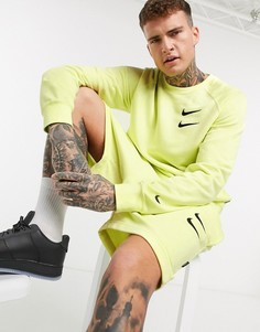Неоново-желтый свитшот с логотипом-галочкой Nike