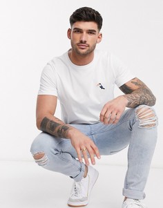 Футболка с вышитым туканом на груди Selected Homme-Белый