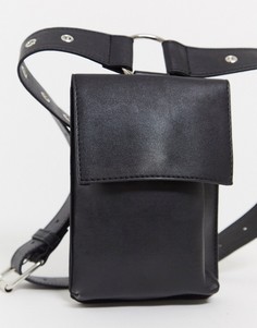 Черный ремень из искусственной кожи с сумкой и люверсами ASOS DESIGN
