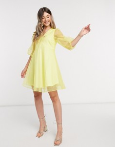 Желтое платье мини из органзы Vero Moda-Желтый